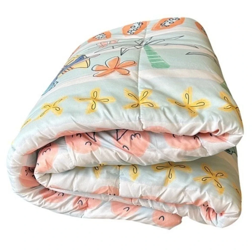 Disney Stitch Full Queen 3 Piece Comforter Tropical Funny Faces Big Kids NEW